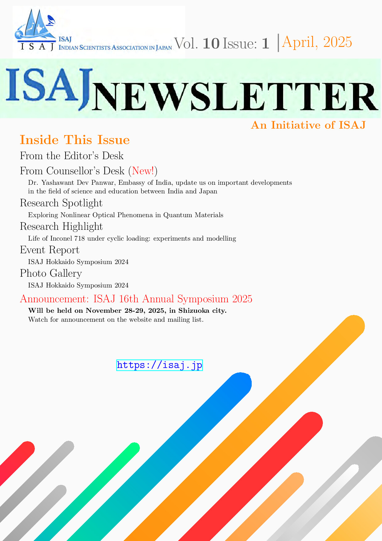 ISAJ Newsletter - Volume 10, Issue 1 (April 2025)